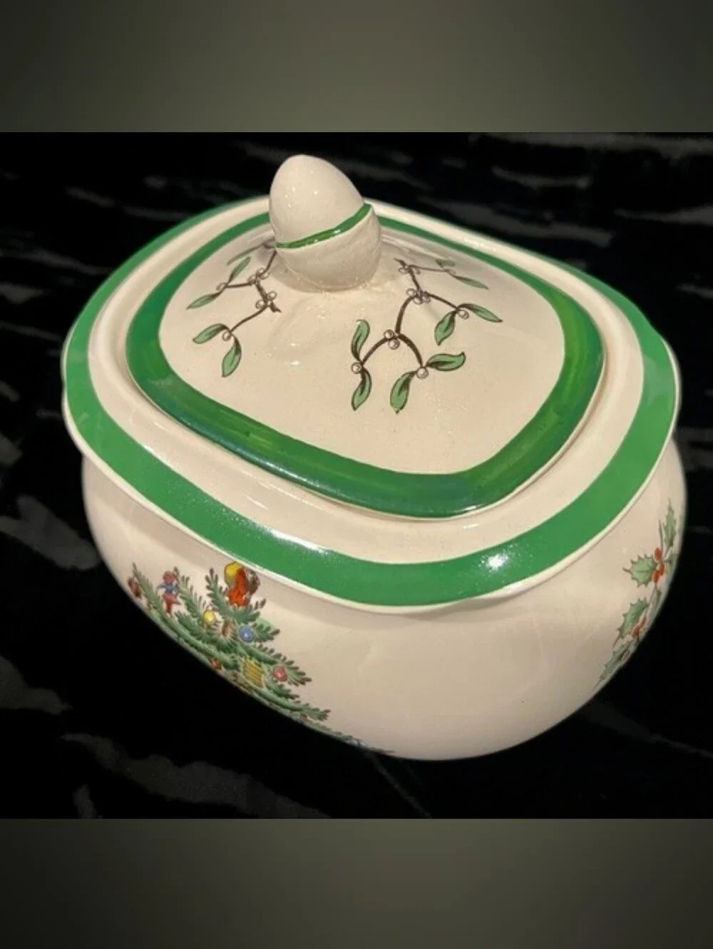 Vintage Spode Christmas Tree Sugar Bowl & Creamer Set Made In England